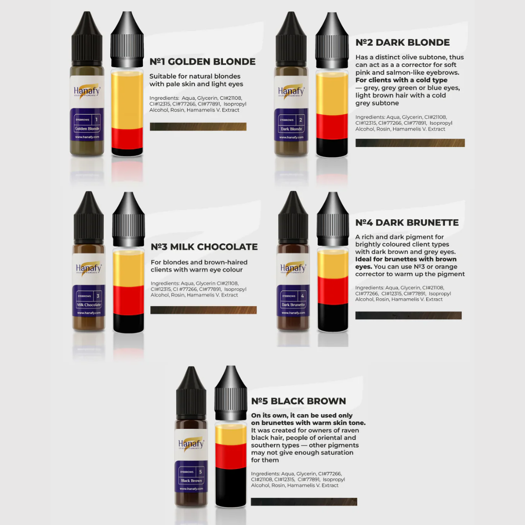 Hanafy - EYEBROW Pigment Set, 5 x 15ml