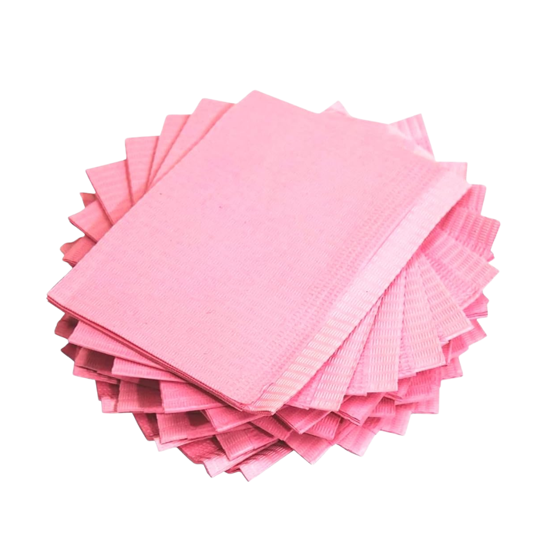 Disposable Dental Bibs - 3 ply - 33x45.5cm - Pink (125pcs)