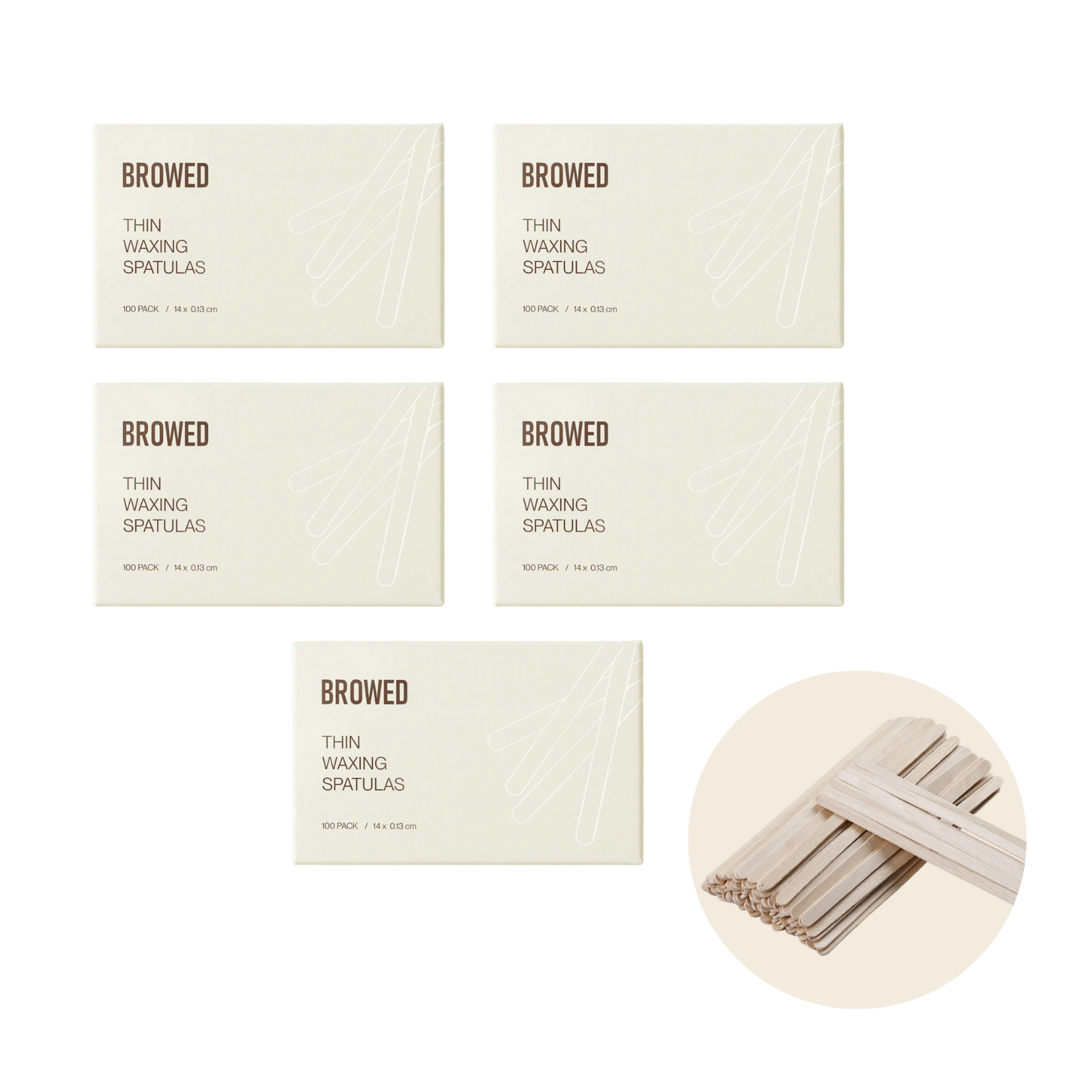 Browed - Thin Waxing Spatulas, 500 Pack (BULK 5 x 100 pack)