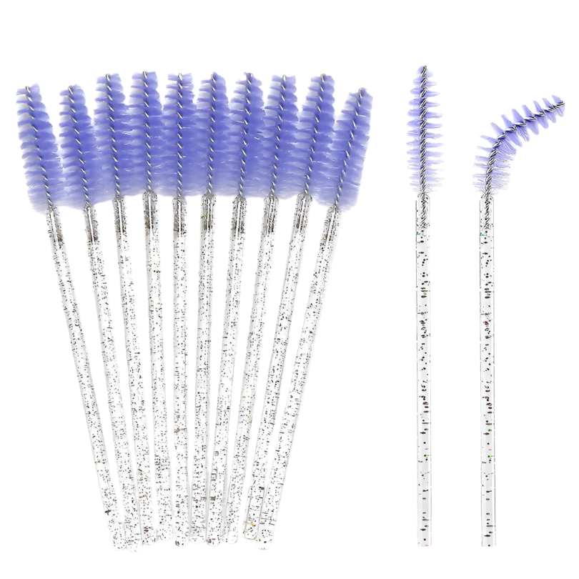 Glitter Mascara Wands/Spoolies - Silver w/Purple (50pcs)