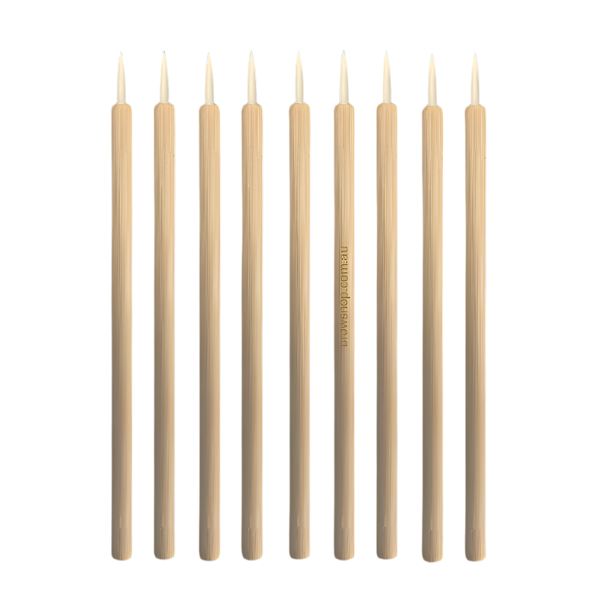 Eco-Friendly Bamboo Fine Eyeliner & Eyebrow Brushes - 50 pcs