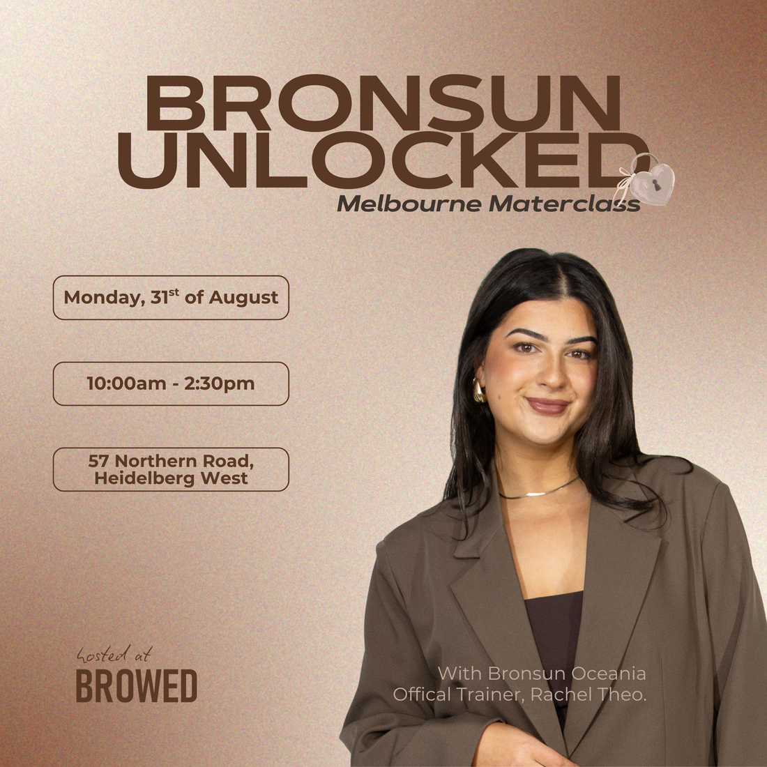 Bronsun Unlocked Masterclass with Rachel Theo - 31st of August 2026 - Melbourne