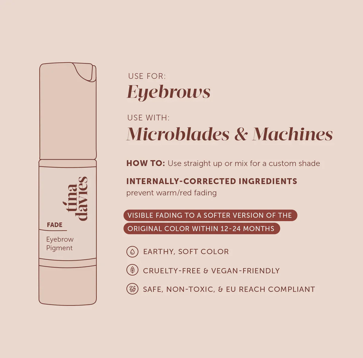 Tina Davies - FADE Eyebrow Pigments - Deep Cool Brown, 15ml