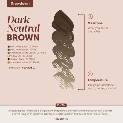 Tina Davies - FADE Eyebrow Pigments - Dark Neutral Brown, 15ml