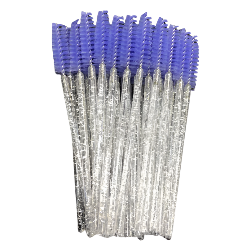 Glitter Mascara Wands/Spoolies - Silver w/Purple (50pcs)