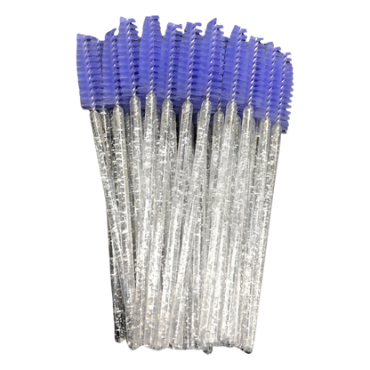 Glitter Mascara Wands/Spoolies - Silver w/Purple (50pcs)