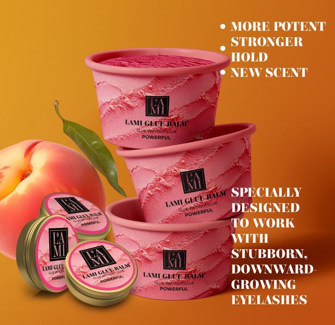 Lami Lashes - Lami Glue-Balm - Glue without glue, &quot;Powerful&quot; 20g (Peach)