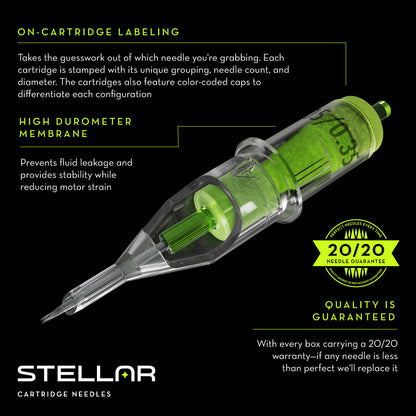 Stellar 2.0 Cartridges - 3 Round Shader Extra Long Taper (Choose your size)
