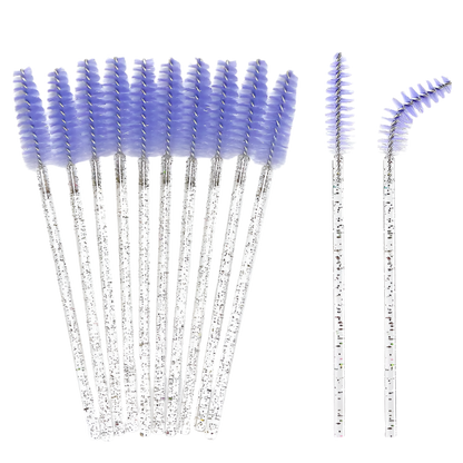 Glitter Mascara Wands/Spoolies - Silver w/Purple (50pcs)