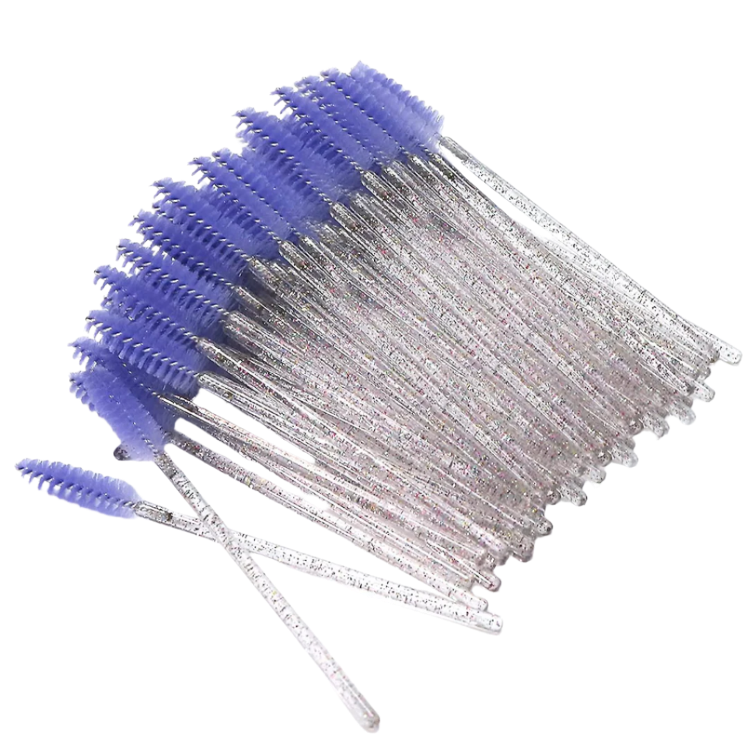 Glitter Mascara Wands/Spoolies - Silver w/Purple (50pcs)