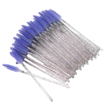 Glitter Mascara Wands/Spoolies - Silver w/Purple (50pcs)