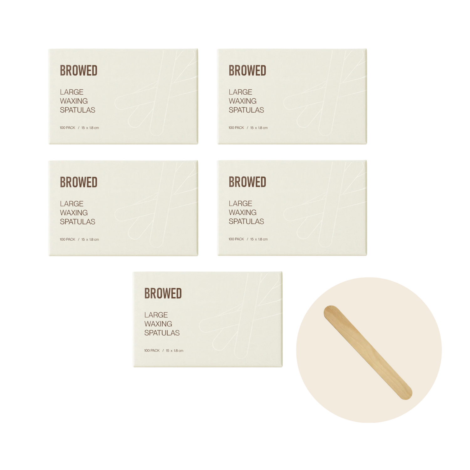 Browed - Large Waxing Spatulas, 500 Pack (BULK 5x 100 pack)