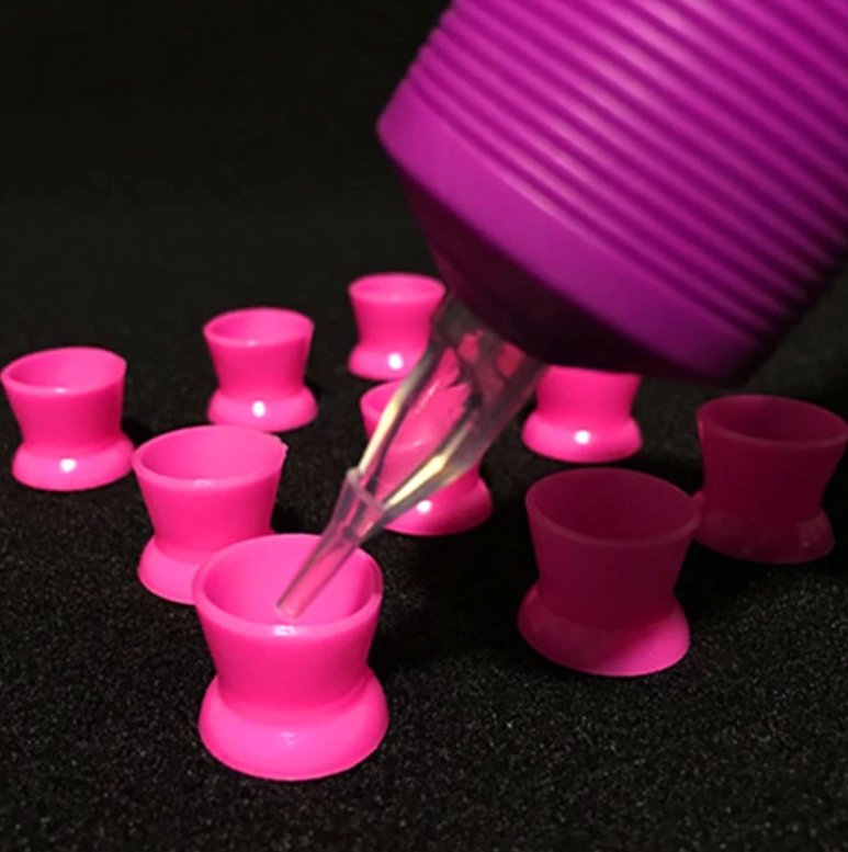 Silicone Pigment Cups - Flat Bottom Suction - Hot Pink